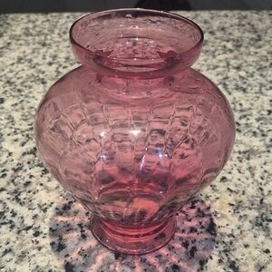 Vintage Pink Glass Vase